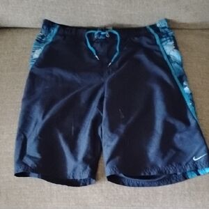 Nike Navy and Teal Men's Swim Board Shorts